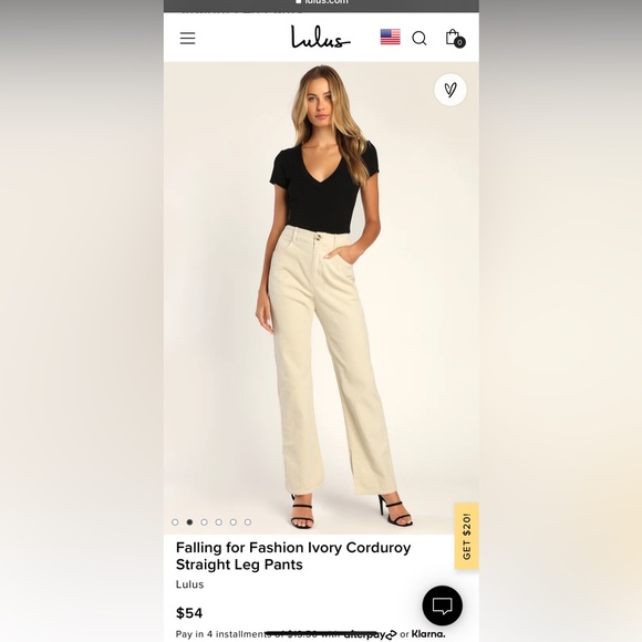 NWT Lulus Ivory Corduroy Straight leg pants - Picture 2 of 7